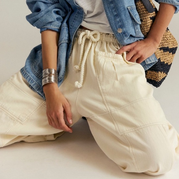 We the free Cream Drawstring Wide-Leg Pants 🤍💛 - Picture 2 of 7